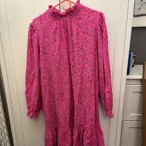 Adorable hot pink J Crew lace dress. Short with lace sleeves, NWT